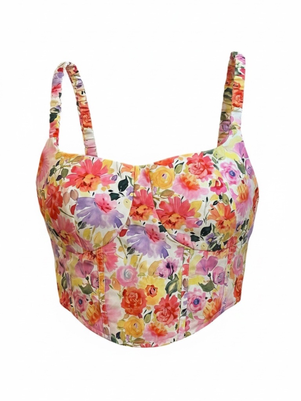 SHEIN Floral Corset Crop Top – Medium